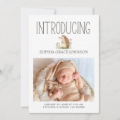 Boho Woodland Animals Foto Kinderankündigung Einladung (Vorderseite)