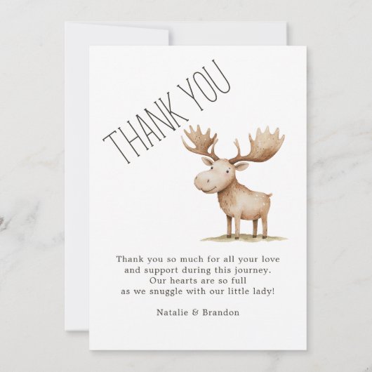 Boho Woodland Animals Foto Kinderankündigung Einladung (Rückseite)