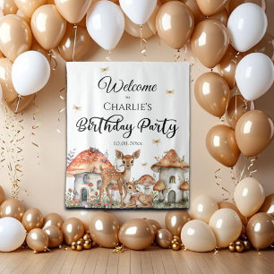 Boho Woodland Animals Geburtstagsparty Begrüßung Wandteppich