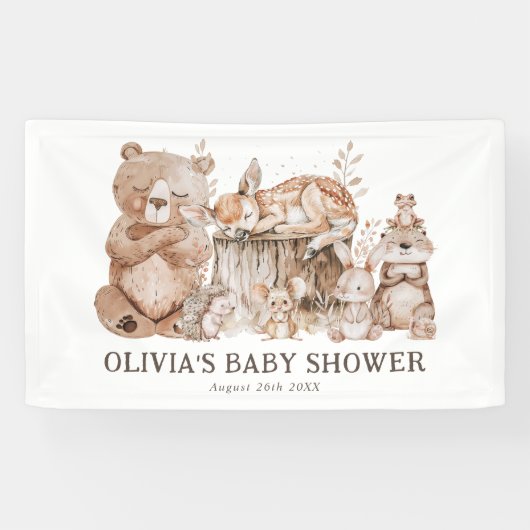 Boho Woodland Animals Gender Neutral Baby Shower Banner (Horizontal)