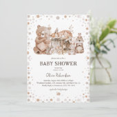 Boho Woodland Animals Gender Neutral Baby Shower Einladung (Stehend Vorderseite)