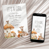 Boho Woodland Animals Girl Baby Dusche Einladung