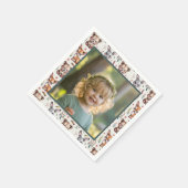 Boho Woodland Animals Kids Birthday Photo Serviette (Ecke)