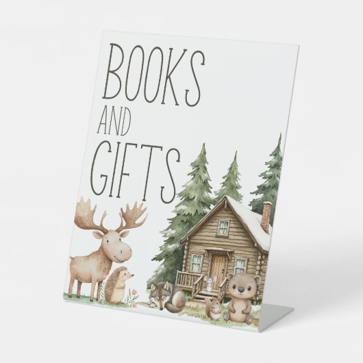 Boho Woodland Animals Kinderdusche Bücher Geschenk Sockelschild (Vorderseite)