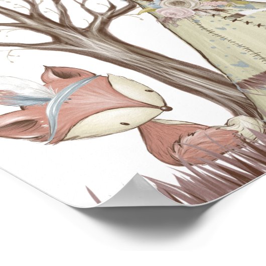 Boho Woodland Animals Kinderzimmer Poster (Ecke)