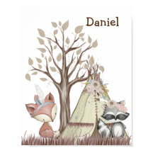 Boho Woodland Animals Kinderzimmer Poster