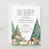 Boho Woodland Animals Oh Baby Dusche Einladung (Vorderseite)