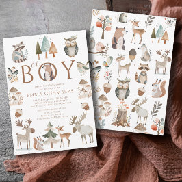 Boho Woodland Animals Oh Boy Baby Dusche Einladung
