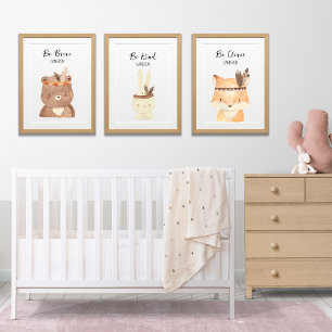 Boho Woodland Animals Personalisiert Baby Kinderzi Bilderwand Sets