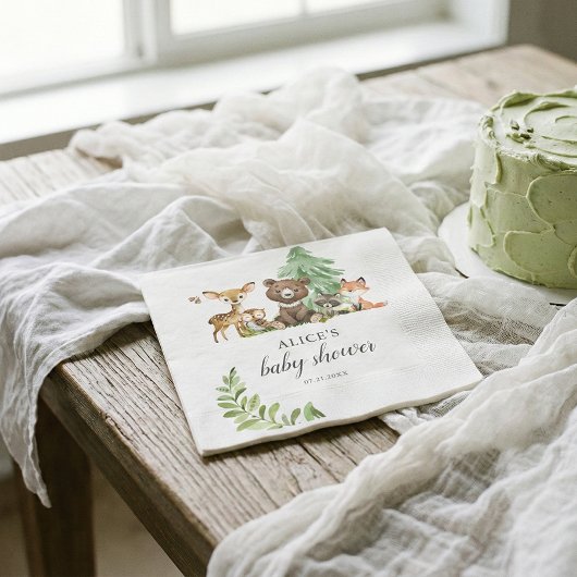 Boho Woodland Animals Rustic Baby Dusche Napkins Serviette