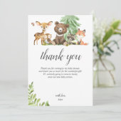 Boho Woodland Animals Rustic Baby Shower Dankeskarte (Stehend Vorderseite)