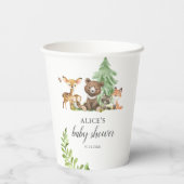 Boho Woodland Animals Rustic Baby Shower Pappbecher (Rückseite)