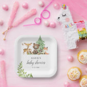 Boho Woodland Animals Rustic Baby Shower Pappteller (Party)