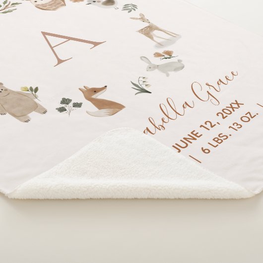 Boho Woodland Animals Script Baby Birth Stats Sherpadecke (3/4)