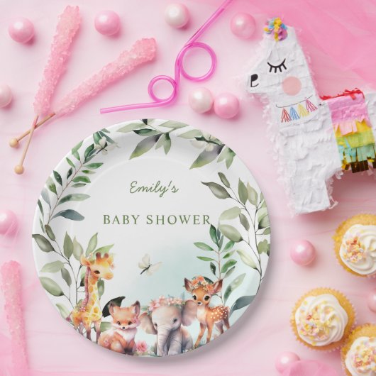 Boho Woodland Baby Duwer Greenerwald Tiere Pappteller (Party)