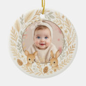 Boho Woodland Baby First Christmas Keepsake Keramik Ornament (Vorne)