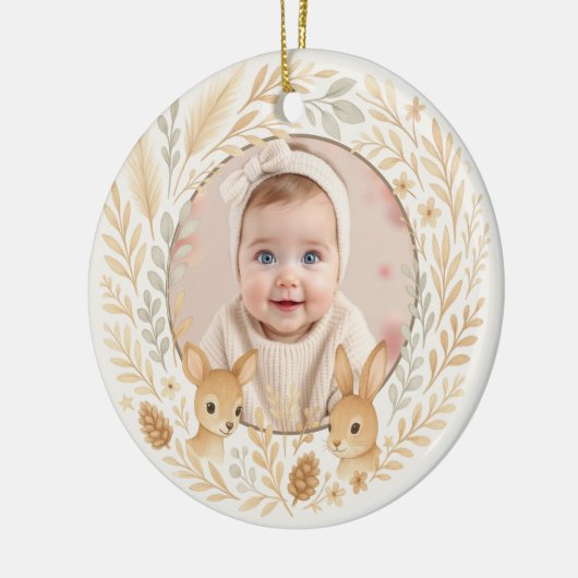 Boho Woodland Baby First Christmas Keepsake Keramik Ornament (Links)