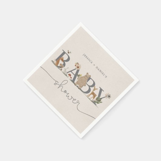 Boho Woodland Baby Shower Bear Baby Dusche Serviette (Ecke)