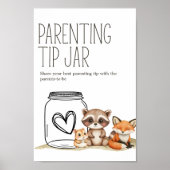 Boho Woodland Baby Shower Parentation Tip Jar Sign Poster (Vorne)