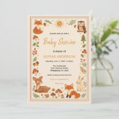 Boho Woodland Baby Shower | Rustic Forest Animals Einladung (Stehend Vorderseite)