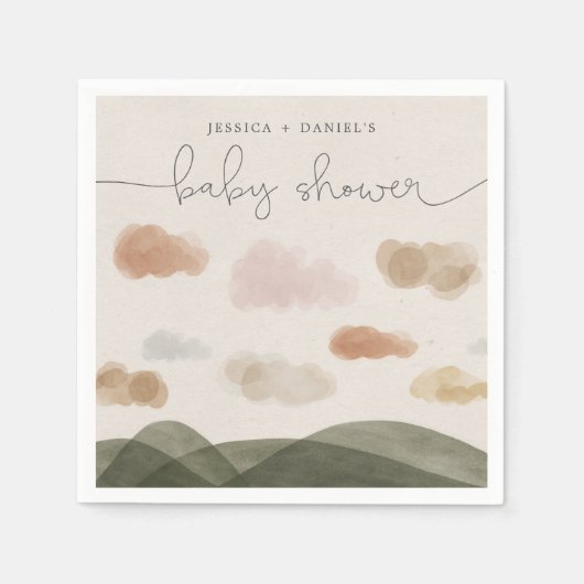 Boho Woodland Babydusche Cocktail Napkin Modern Serviette (Vorderseite)