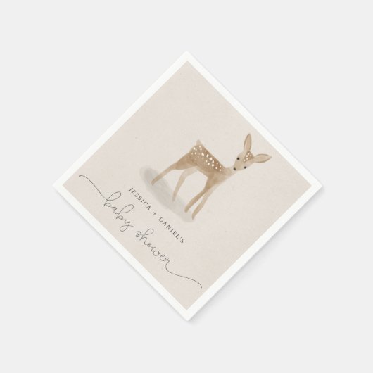 Boho Woodland Babydusche Cocktail Napkin Serviette (Ecke)