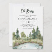 Boho Woodland Babydusche Einladung (Vorderseite)