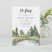 Boho Woodland Babydusche Einladung (Stehend Vorderseite)