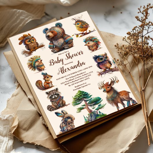 Boho Woodland Babydusche Einladung