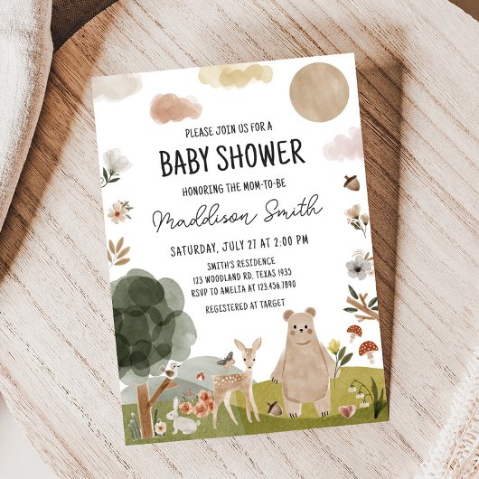Boho Woodland Babydusche Einladung