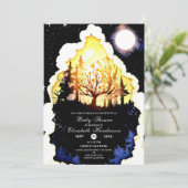 Boho Woodland Babydusche Einladung (Stehend Vorderseite)