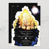 Boho Woodland Babydusche Einladung (Vorne/Hinten)