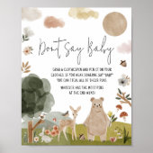 Boho Woodland Babydusche Sage nicht Baby Poster (Vorne)