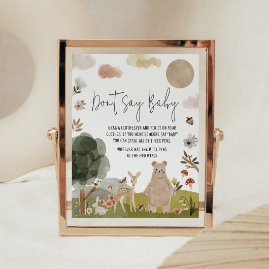 Boho Woodland Babydusche Sage nicht Baby Poster