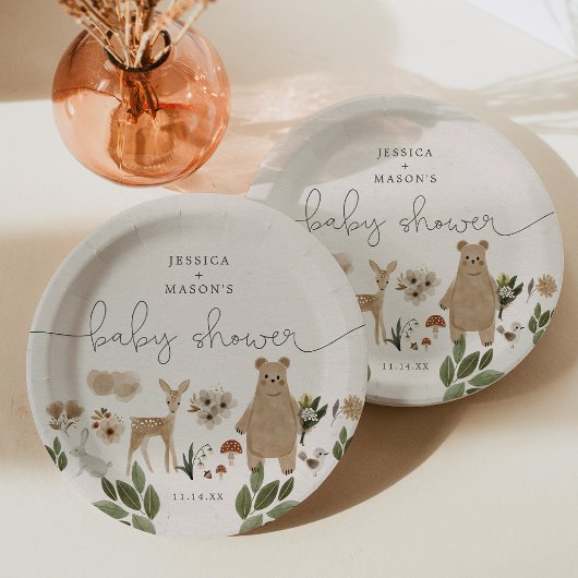 Boho Woodland Babydusche Teller