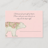 Boho Woodland Bear Baby Girl Duschdusche Windelwan Begleitkarte (Rückseite)