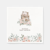 Boho Woodland Bear & Floral Baby Dusche Serviette (Vorderseite)