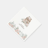 Boho Woodland Bear & Floral Baby Dusche Serviette (Ecke)