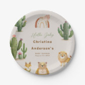 Boho Woodland Bear Lion Fox Cactus Baby Shower Pappteller (Vorderseite)