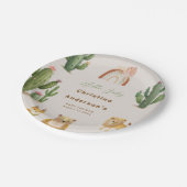 Boho Woodland Bear Lion Fox Cactus Baby Shower Pappteller (Schrägansicht)