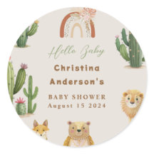 Boho Woodland Bear Lion Fox Cactus Baby Shower