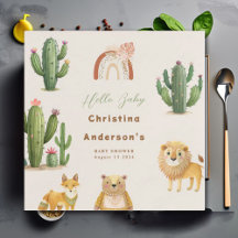 Boho Woodland Bear Lion Fox Cactus Baby Shower