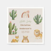 Boho Woodland Bear Lion Fox Cactus Baby Shower Serviette (Vorderseite)