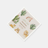 Boho Woodland Bear Lion Fox Cactus Baby Shower Serviette (Ecke)
