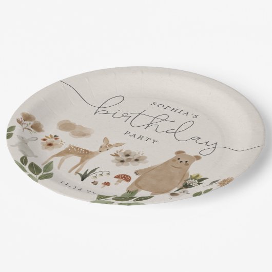 Boho Woodland Birthday Party Paper Teller (Schrägansicht)
