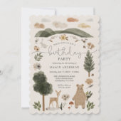 Boho Woodland Boy Birthday Party Einladung (Vorderseite)