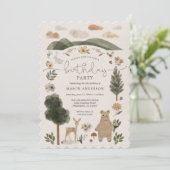 Boho Woodland Boy Birthday Party Einladung (Stehend Vorderseite)