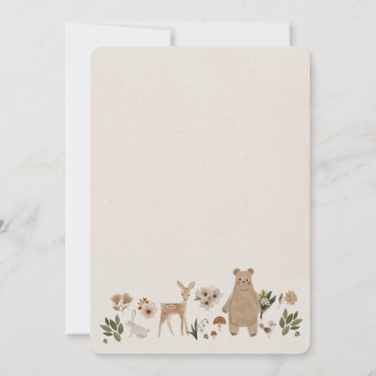 Boho Woodland Boy Birthday Party Einladung (Rückseite)