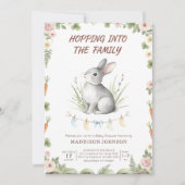 boho woodland bunny greenery baby shower einladung (Vorderseite)