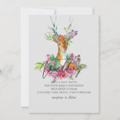 Boho Woodland Deer Floral Budget Wedites Einladung (Vorderseite)